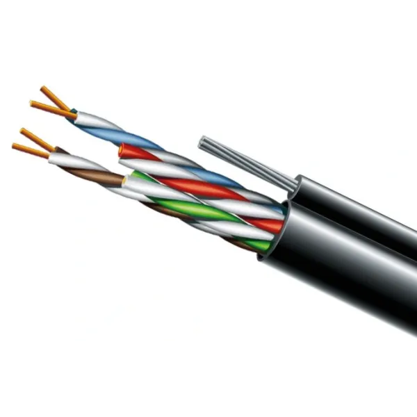 Cat. 5e U/UTP PE 4х2х24 AWG + S.M.трос (74130) бухта 500м. Кабель вита пара ЗЗКМ (UTP мідь вуличний з тросом)