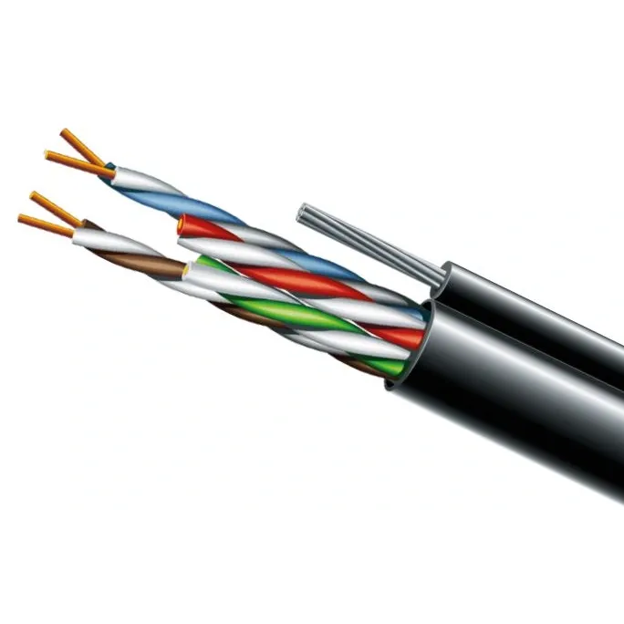 Cat. 5e U/UTP PE 4х2х24 AWG + S.M.трос (74130) бухта 500м. Кабель вита пара ЗЗКМ (UTP мідь вуличний з тросом)