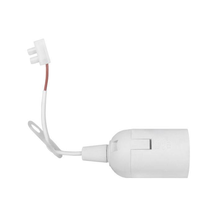 Патрон пластиковий підвісний e.lamp socket pendant.E27.pl.white, Е27, з кабелем 15 см і клемною колодкою, білий