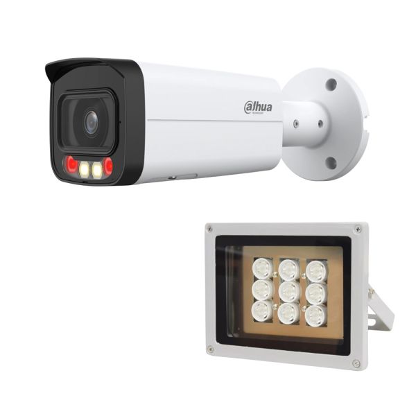 Комплект: IP-відеокамера  4 Мп Dahua DH-IPC-HFW2449T-AS-IL (3.6 мм) з подвійним підсвічуванням + ІЧ-прожектор Lightwell LW9-100IR45-220