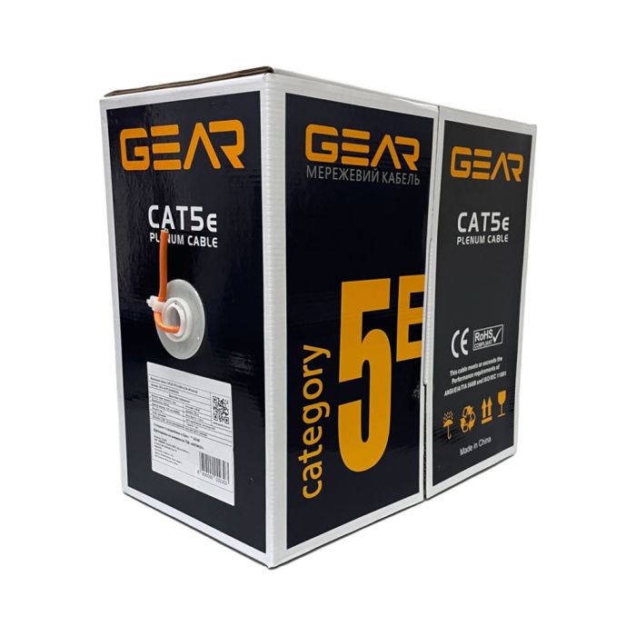 Кабель мережевий GEAR UTP 305м, cat.5e, CCA, 4*2*0,51, LSZH, indoor (GEC-UTPLCCA051305)