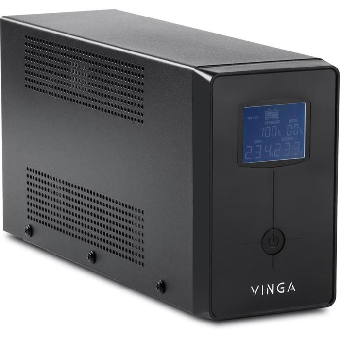 Джерело безперебійного живлення Vinga VPC-600MU 600ВА / 360 Вт з LCD-дисплеєм з USB у металевому корпусі
