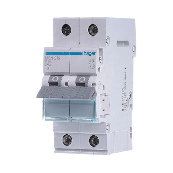 Автоматичний вимикач Hager MCN216 2P 6 кА C-16A 2M