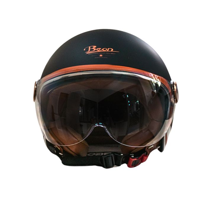 Мотошолом відкритий Beon B-120 31-kangaroo MATT BLACK/KANGAROO (матовий чорний/кенгуру), розмір XL