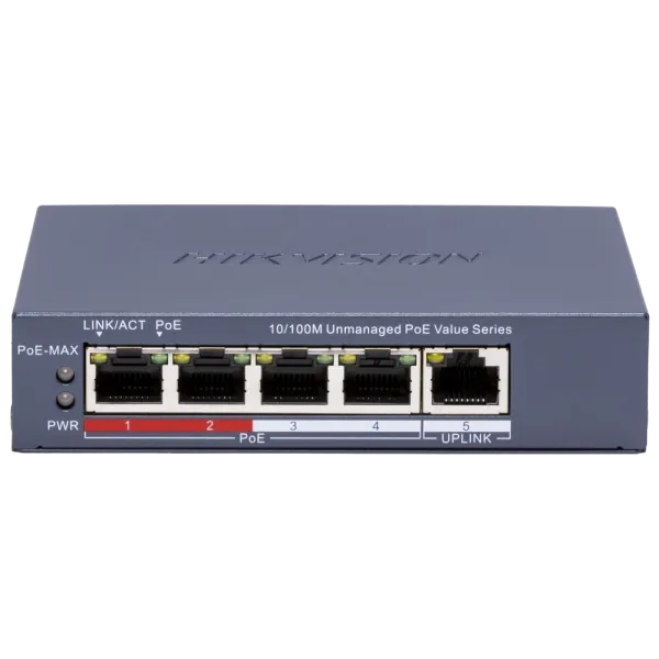Hikvision DS-3E0105P-E/M(C) POE Комутатор 4 порти некерований