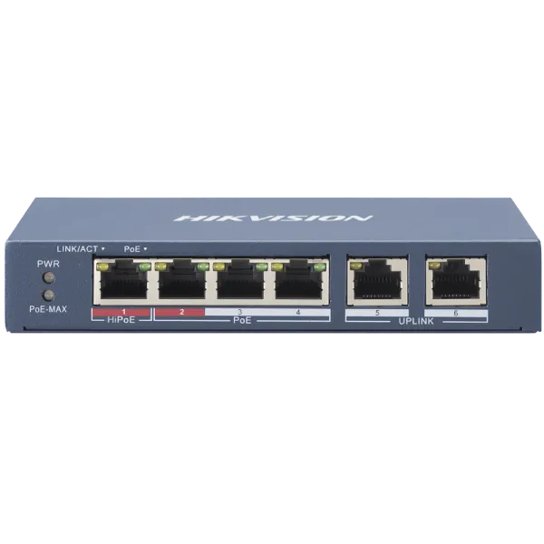 DS-3E0106HP-E/M 4-портовий некерований POE комутатор Hikvision