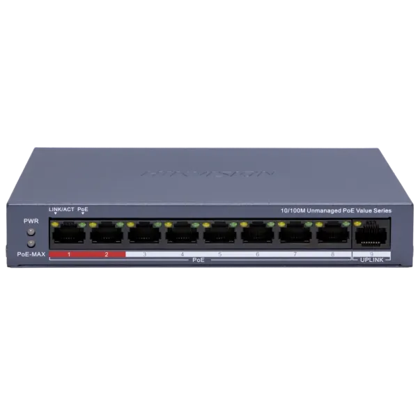 Hikvision DS-3E0109P-E/M(C) POE Комутатор 8 портів некерований