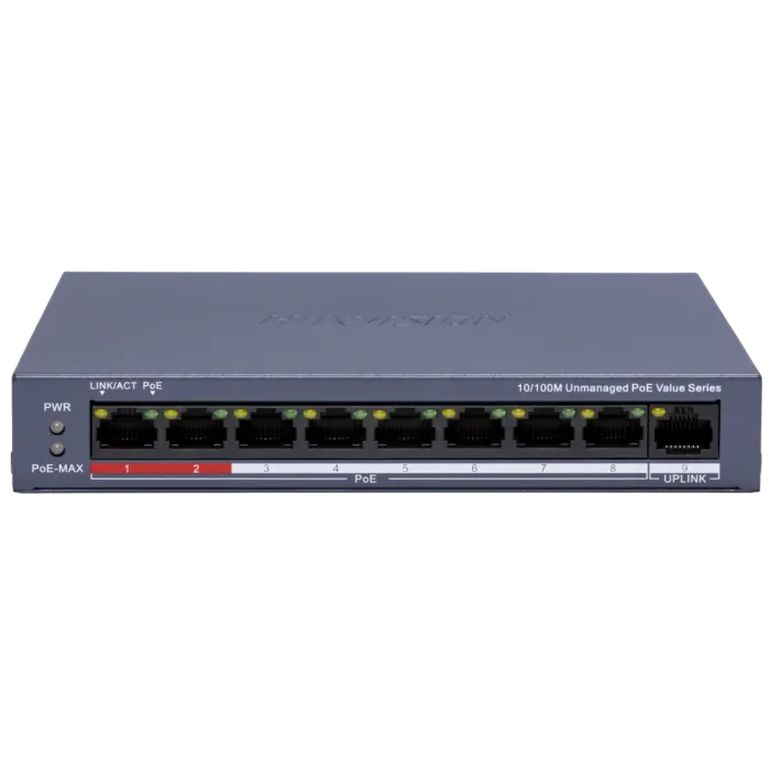 Hikvision DS-3E0109P-E/M(C) POE Комутатор 8 портів некерований