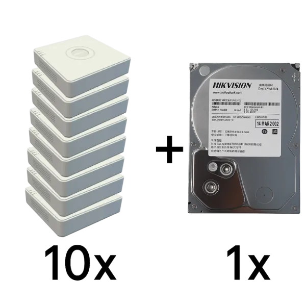 DS-7104NI-Q1(D) 10 шт + DS20HKVS-VX1 Комплект Hikvision