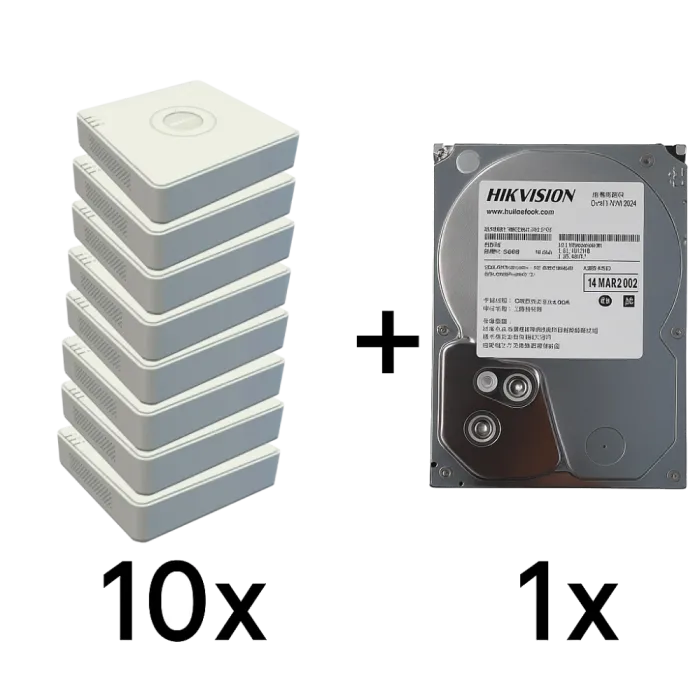 DS-7104NI-Q1(D) 10 шт + DS20HKVS-VX1 Комплект Hikvision