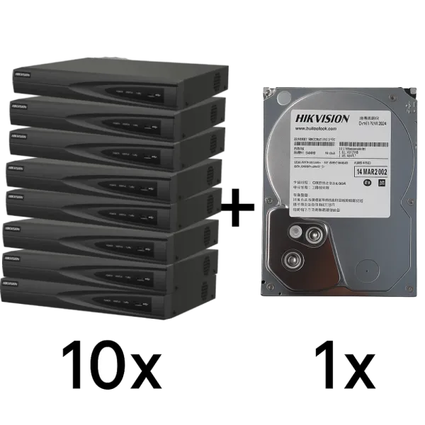 DS-7608NI-Q1(D) 10 шт + DS40HKVS-VX1 Комплект Hikvision