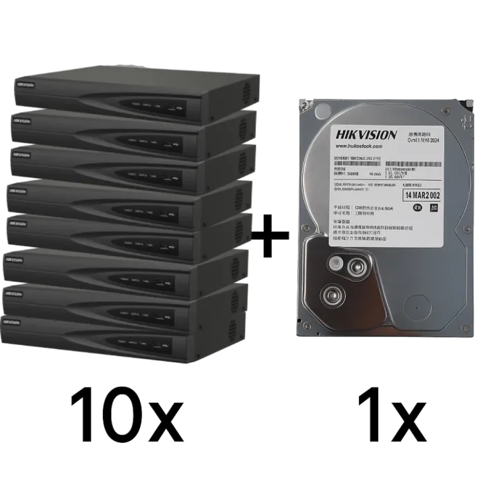DS-7616NI-Q1(D) 10 шт + DS40HKVS-VX1 Комплект Hikvision