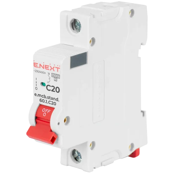Enext e.mcb.stand.60.1.C20, 1р, 20А, C, 6кА Модульний автоматичний вимикач
