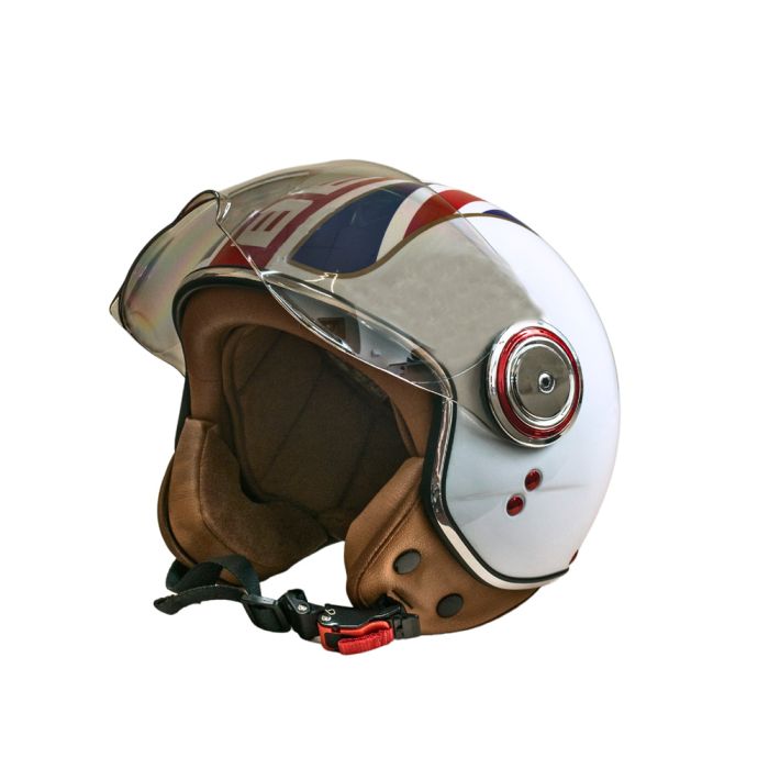 Мотошолом відкритий Beon B-110B FLAG SHINY WHITE/RED/BLUE (глянець білий/червоний/синій), розмір XL