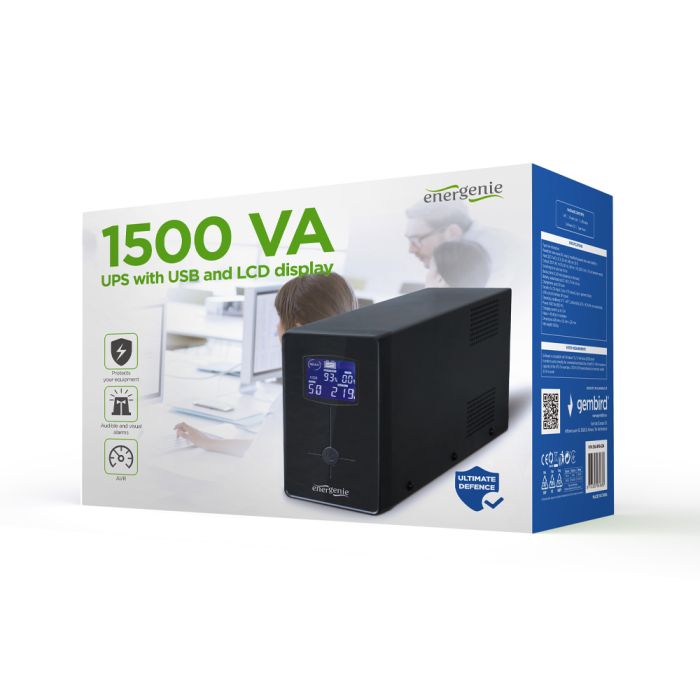 Джерело безперебійного живлення EnerGenie EG-UPS-034 1500ВА / 900Вт лінійно-інтерактивне з LCD-дисплеєм