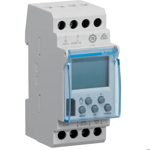 Hager EGN103 Таймер цифровий тижневий, 1-канал+Bluetooth, запас ходу 5 років