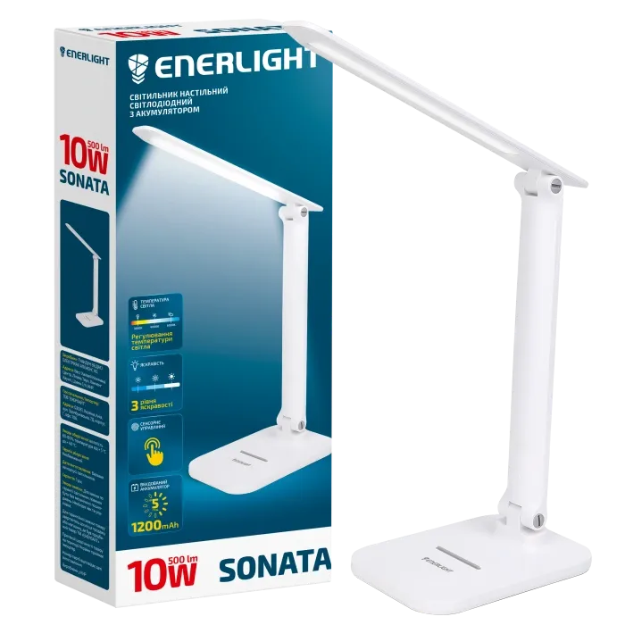 ENERLIGHT SONATA 3000-6000K Світильник настільний світлодіодний з акумулятором