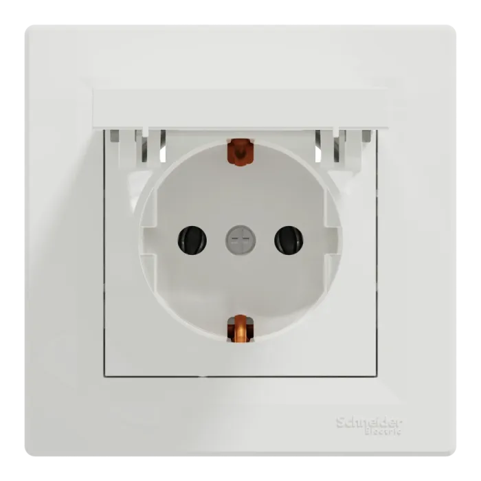 Schneider Electric ASFORA EPH3100121 Розетка одинарна із заземленням і кришкою