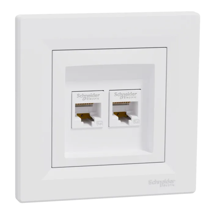 Schneider Electric Asfora EPH4400121 RJ45 5e Розетка комп'ютерна подвійна біла