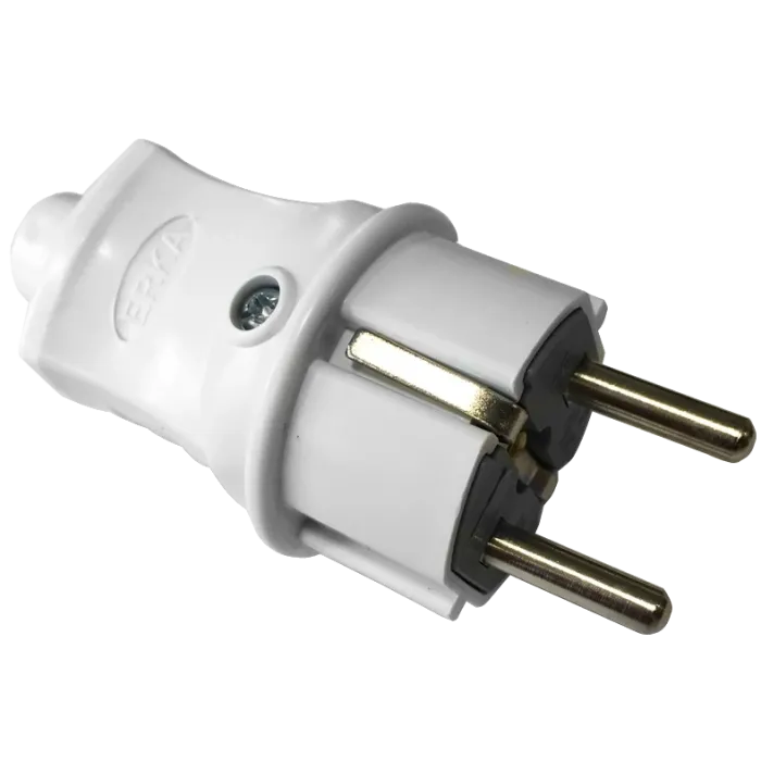 ERKA 1002 Вилка 16А, з/к пряма, біла