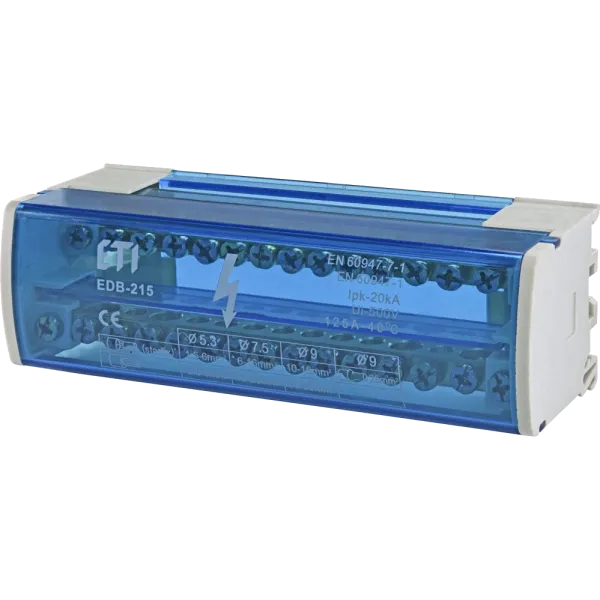 ЕТІ EDB-215 Блок розподільчий 2p, L+PE/N, 125A (15 виходів)