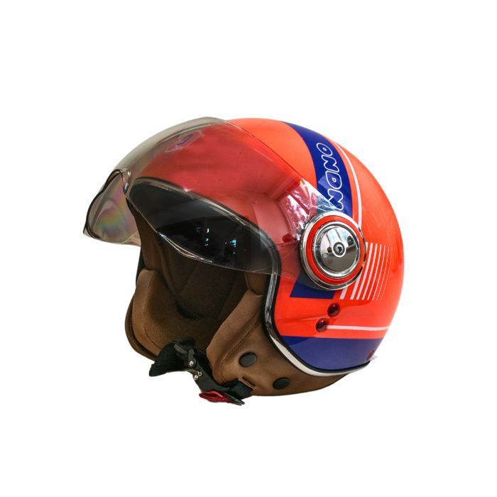 Мотошолом відкритий Beon B-110B CIRCLE SHINY ORANGE/WHITE/BLUE (глянець помаранчевий/білий/синій), розмір L