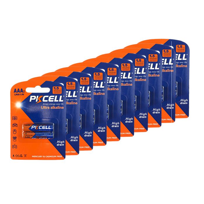 Комплект з 20 батарейок PKCELL Ultra Alkaline AAA LR03 1.5V по 2шт./блістер
