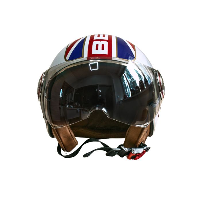 Мотошолом відкритий Beon B-110B FLAG SHINY WHITE/RED/BLUE (глянець білий/червоний/синій), розмір L