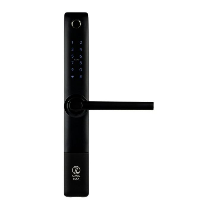 Розумний дверний біометричний замок SEVEN LOCK SL-7762BF black (врізна частина 3585)
