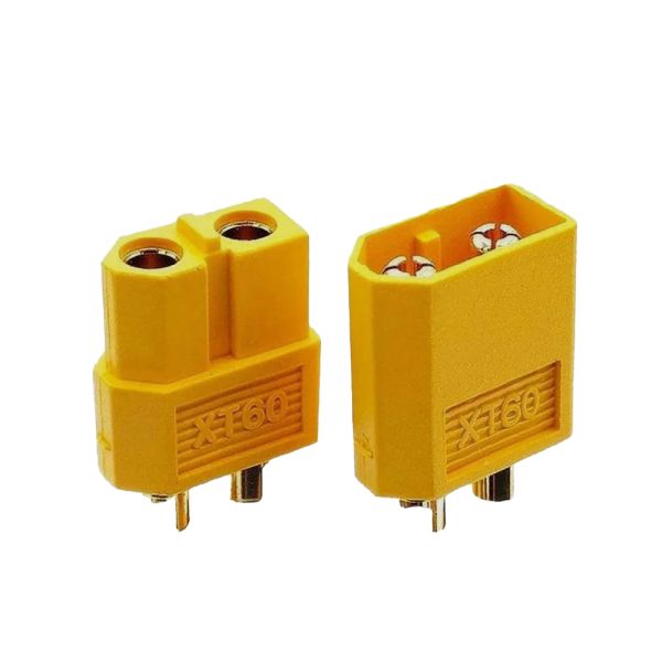 Роз'єм живлення XT60, 500В, 65А, 2-х контактний, комплект (штекер + гніздо) жовтий