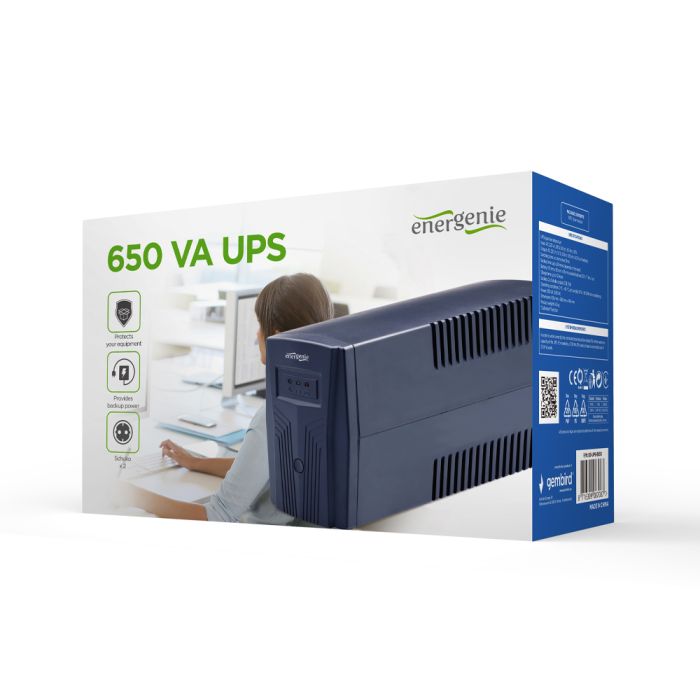 Джерело безперебійного живлення EnerGenie EG-UPS-B650 650ВА / 390Вт лінійно-інтерактивне з функцією холодного старту