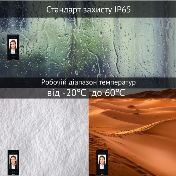 IP-панель виклику Akuvox E16C з біометричним терміналом розпізнавання облич (в масці), температури тіла та зчитувачем RFID карт