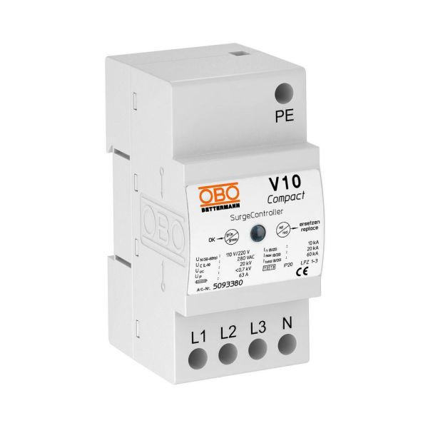 Обмежувач перенапруг OBO Bettermann Тип ІІ+III V10 COMPACT 255V (5093380)