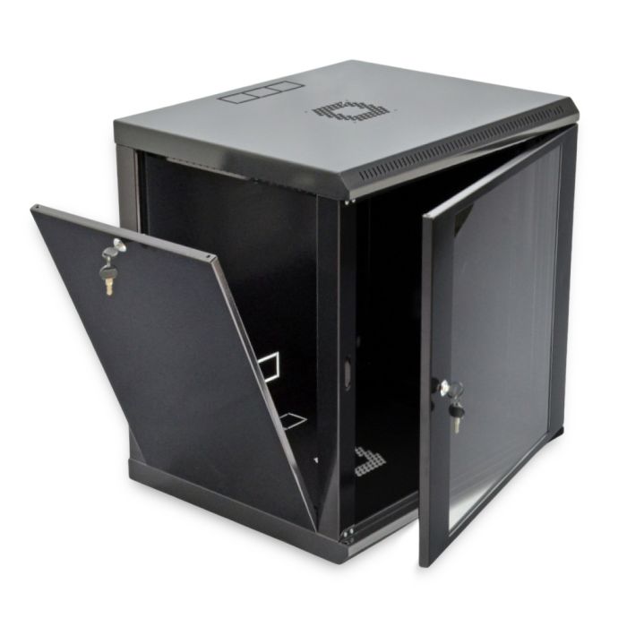 Шафа серверна SteelNet 12U 600 x 600 для мережевого обладнання (скло, чорний)