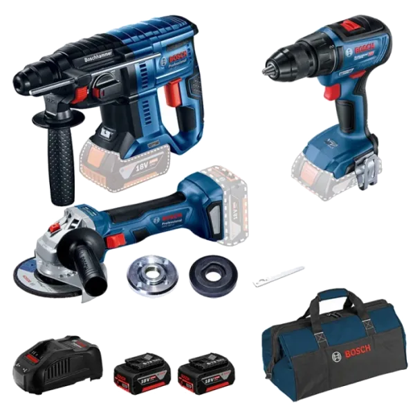 Bosch GBH 180-LI + GSR 18V-50 + GWS 180-LI Набір інструментів перфоратор + шуруповерт + болгарка