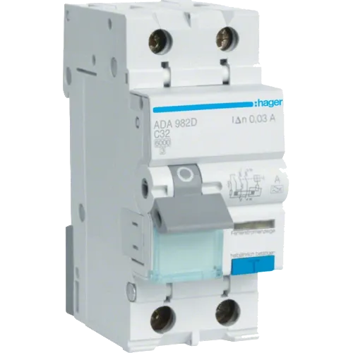 Hager ADA982D Дифавтомат 1P+N, 6kA, C-32A, 30mA, A