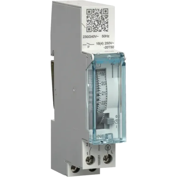 Hager EHN011 Таймер аналоговий добовий DIN16А, 1НО, резерв 120 годин