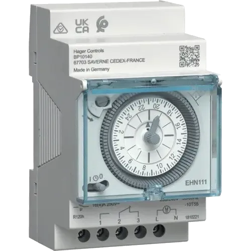 Hager EHN111 Таймер аналоговий добовий DIN 16А, 1ПК, резерв 120 годин