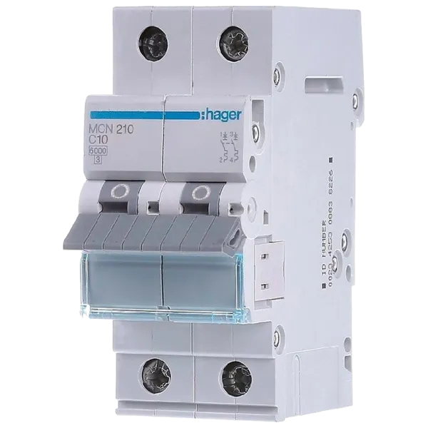 Hager MCN210 Автоматичний вимикач 2P 6kA C-10A 2M