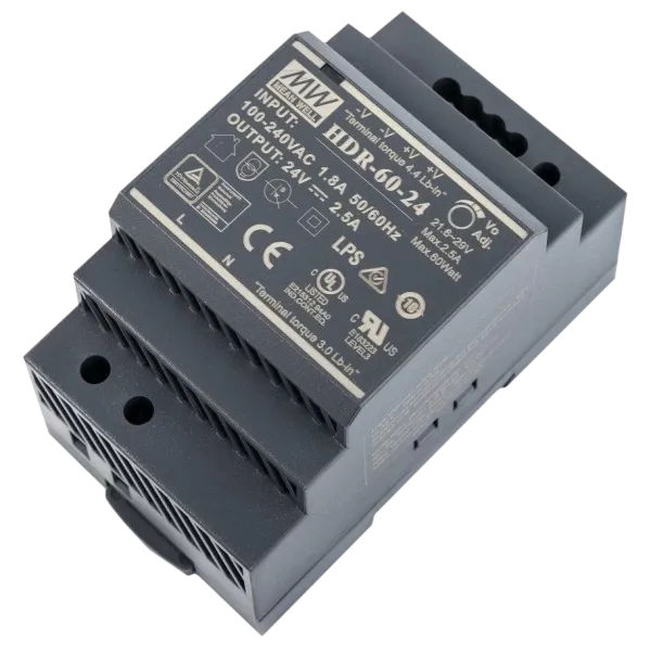 MeanWell HDR-60-24 24B 2.5А Блок живлення (для монтажа на DIN рейку)