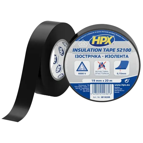 HPX IB1920 HPX52100 19мм х 20м Стрічка ПВХ ізоляційна