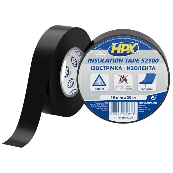 HPX IB1920 HPX52100 19мм х 20м Стрічка ПВХ ізоляційна