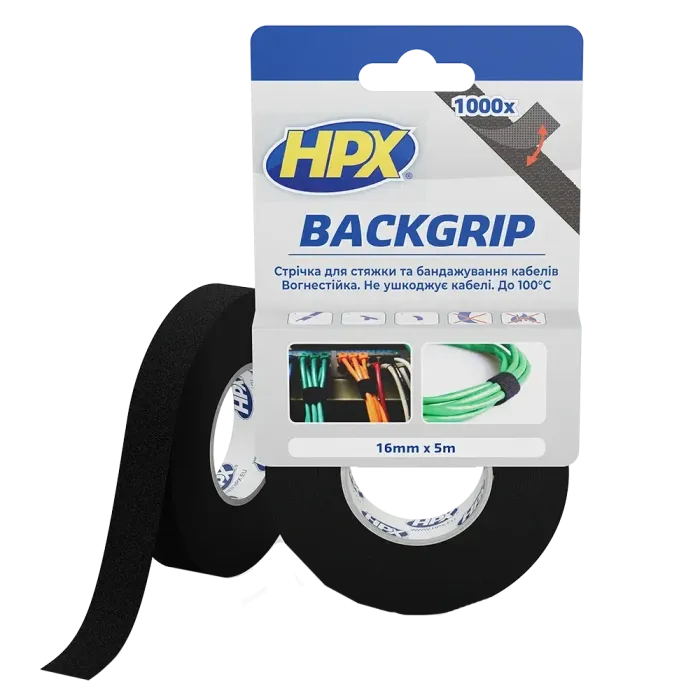 BACKGRIP BG1605 16х1,25мм 5м Стрічка-липучка для бандажу кабелів