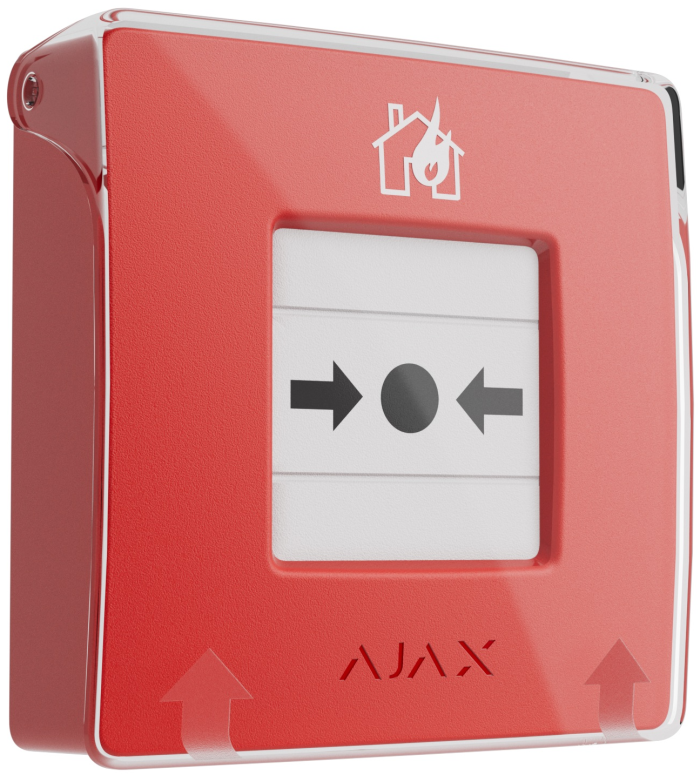Бездротова настінна кнопка для активації пожежної тривоги вручну Ajax ManualCallPoint (Red)Jeweller (Для житлових обʼєктів)