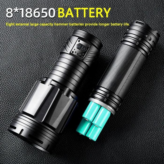 Зенитно-поисковый фонарь YEMAO YM-G999-60W, 5000LM, аккумуляторы 8x18650 (8x3200 mAh), чехол