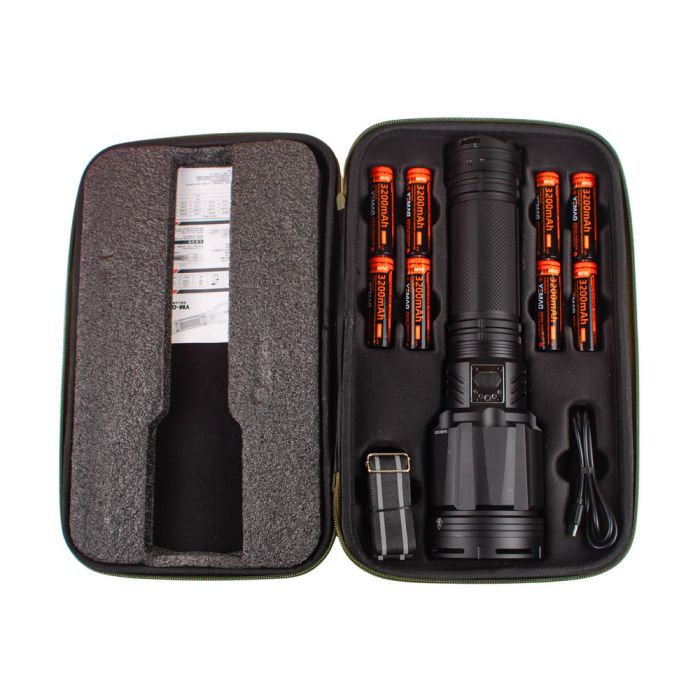 Зенитно-поисковый фонарь YEMAO YM-G999-60W, 5000LM, аккумуляторы 8x18650 (8x3200 mAh), чехол