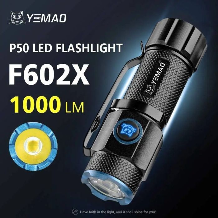Фонарь YEMAO YM-F602X XHP50, 1x16340, ЗУ Type-C, магнит, зажим