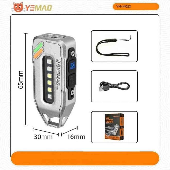 Фонарь YEMAO YM-M02X XTE+5SMD(RGB), Li-Ion аккумулятор, ЗУ Type-C, магнит