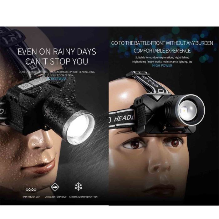 Фонарь налобный YEMAO YM-T305 TG 30W, Motion Sensor , Li-Ion аккумулятор, ЗУ Type-C, zoom