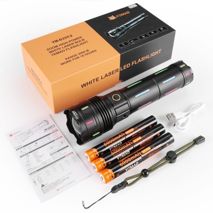 Фонарь YEMAO YM-G33Y-2 TG 40W, 3x361350, ЗУ Type-C, zoom